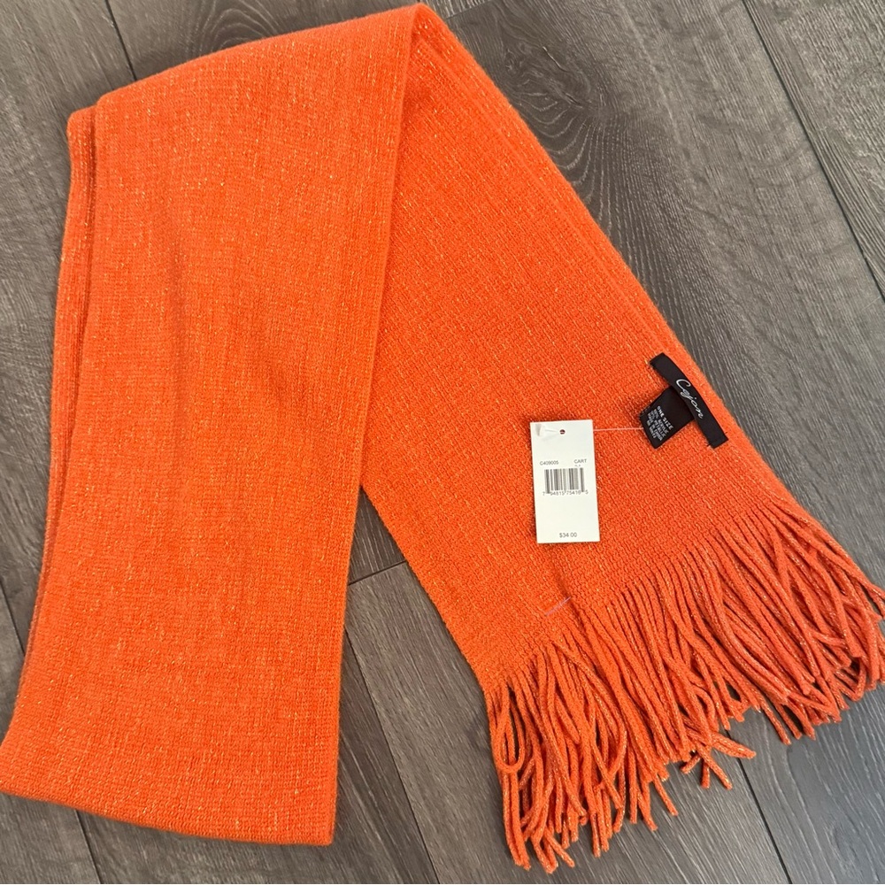 🌻 Cejon Vibrant Orange Fringe Scarf